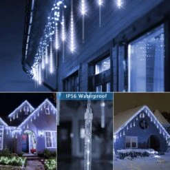 Blingstar Meteor Shower Lights 10Tubes 16Inch 360LED Solar Christmas Lights Outdoor Waterproof Falling Rain Lights Cool White Snowfall LED Lights For Outside Christmas Halloween House Tree Decoration -Xmas Lighting Shop 71mXom07fL. AC SL1500