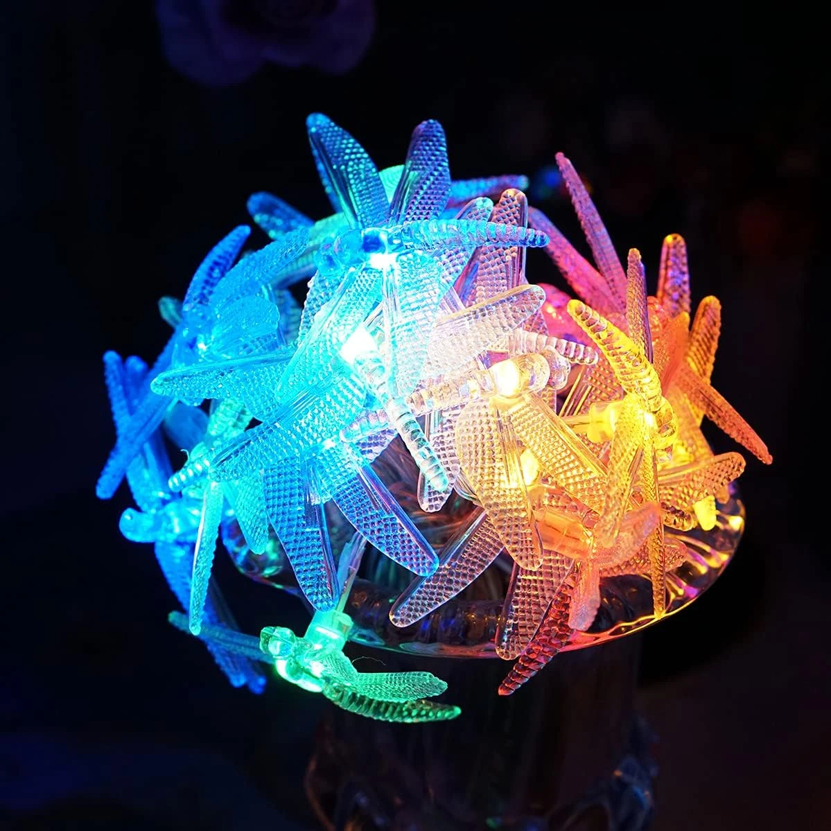 Dragonfly Starry String Lights 10ft 20 LED Decorative Twinkle Fairy Lighting Strand Battery Powered With 2 Modes For Bedroom Wedding Birthday Party Christmas Decor (Multi-Colored) 2 Dragonfly Starry String Lights 10ft 20 LED Decorative Twinkle Fairy Lighting Strand Battery Powered With 2 Modes For Bedroom Wedding Birthday Party Christmas Decor (Multi-Colored) - Image 2