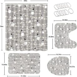 Alishomtll 4 Pcs Merry Christmas Shower Curtain Sets With Non-Slip Rugs, Toilet Lid Cover And Bath Mat, Xmas Snowman Shower Curtains With 12 Hooks, Snowflake Shower Curtains For Bathroom Decoration 13 Alishomtll 4 Pcs Merry Christmas Shower Curtain Sets With Non-Slip Rugs, Toilet Lid Cover And Bath Mat, Xmas Snowman Shower Curtains With 12 Hooks, Snowflake Shower Curtains For Bathroom Decoration -Xmas Lighting Shop 71mrwbUt4dL. AC SL1500