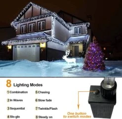 KNONEW Christmas Lights Outdoor Decorations 400 LED 33ft 8 Modes Curtain Fairy String Light With 75 Drops, Clear Wire LED String Light Decor For Wedding Party Holiday Christmas Decorations Cool White -Xmas Lighting Shop 71nSRSNagcL. AC SL1500