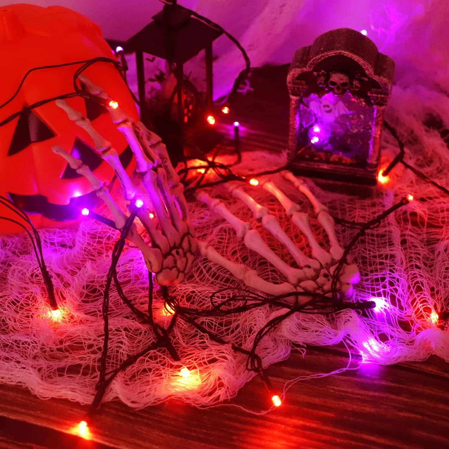 Vicila Halloween Solar String Lights Orange Purple, 2 Pack 200 LED Solar Lights Garden 8 Modes Fairy Lights For Christmas, Wedding, Party, Halloween Decorations-72ft(Purple&Orange) 2 Vicila Halloween Solar String Lights Orange Purple, 2 Pack 200 LED Solar Lights Garden 8 Modes Fairy Lights For Christmas, Wedding, Party, Halloween Decorations-72ft(Purple&Orange) - Image 2