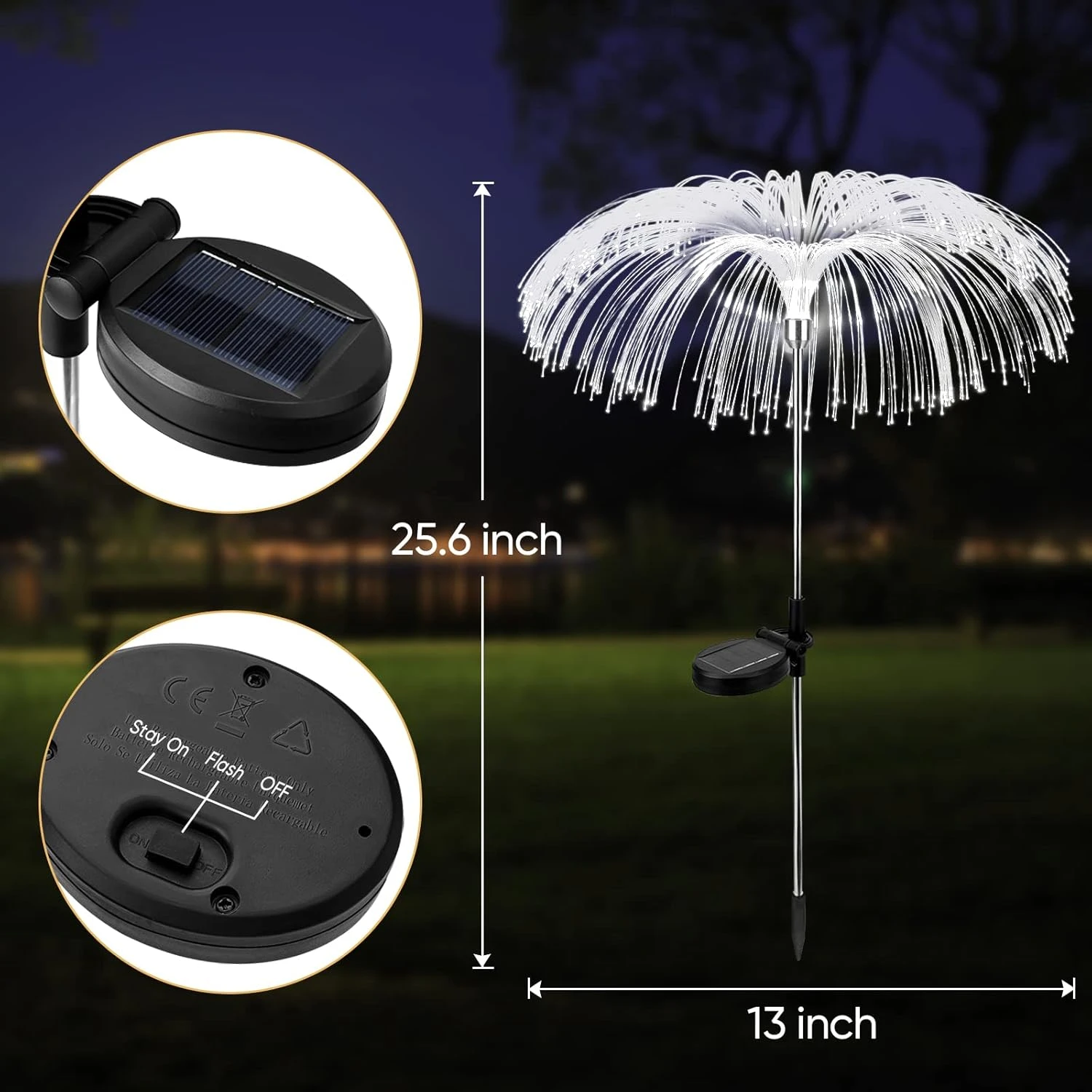 Solar Outdoor Lights Solar Garden Lights Decorative 2Pack, Solar Flower Lights Jellyfish Fairy Lights Waterproof For Patio,Yard,Backyard, Pathway, Garden Decor 7Color Change Christmas Decorations 4 Solar Outdoor Lights Solar Garden Lights Decorative 2Pack, Solar Flower Lights Jellyfish Fairy Lights Waterproof For Patio,Yard,Backyard, Pathway, Garden Decor 7Color Change Christmas Decorations - Image 4