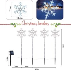 Solar Christmas Pathway Lights, Set Of 4 Snowflake Solar Powered Christmas Decorations Outdoor, Waterproof Christmas Garden Stake Lights For Patio, Yard, Garden, Lawn Christmas Holiday Decor -Xmas Lighting Shop 71oA6p9uUrL. AC SL1500