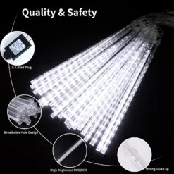 Blingstar Meteor Shower Lights 16Inch 20Tubes 720LED Christmas Lights Outdoor Waterproof Falling Rain Lights Extendable Cascading Icicle Lights For Indoor Outside Xmas Halloween Tree Decor, Cool White -Xmas Lighting Shop 71oL1M2sxL. AC SL1500