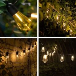 ALL FORTUNE Outdoor String Lights Solar Powered, 25FT 20 LED Hanging Lights With ST58 Shatterproof Waterproof Bulb, Vintage Christmas For Backyard, Porch Decor, Wedding Party -Xmas Lighting Shop 71oQOI0WSsS. AC SL1000