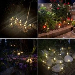 HULPPRE Set Of 15pcs Warm White 8 Modes 29.5ft Mini Mushroom Solar Lights Solar Pathway Lights Outdoor Decoration Fairy Color Changing Solar String Light For Garden,Backyard,Lawn,Party,Christmas -Xmas Lighting Shop 71oRZpL5oGL. AC SL1200