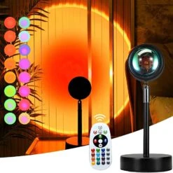 Mydethun Fathers Day Gift 16 Colors Sunset Lamp Projector - 360 Degree Rotation, Remote Control, Romantic LED Lights Floor Lamp For Bedroom, Photography, Home, Mood, Christmas Decor & Office