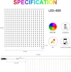 GENERIC OnO Christmas Decorations Led Curtain Lights - 2022 Upgrade - 6.6x6.6ft - 400 LED Twinkle Fairy String Light For Bedroom - APP Remote Control RGB Color And DIY Changing Backdrop Light For Home Decor -Xmas Lighting Shop 71oXgkYnyIL. AC SL1500