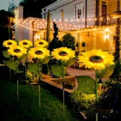 Upgraded 4-Flower Solar Sunflower Lights Outdoor Decor, Waterproof Decorative Artificial Flower Solar Lights For Christmas Summer Memorial Cemetery Grave Yard Patio Garden Flowerbed Gravesite Decor -Xmas Lighting Shop 71ovLXo2aL. AC SL1500