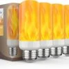 Morsatie 【Upgraded】 LED Flame Light Bulbs, 4 Modes Flickering Light Bulbs With Gravity Sensor, E26 Fire Light Bulb For Halloween, Christmas, Party, Porch, Patio, Indoor Outdoor Decoration-4 Pack