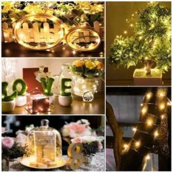 FELISHINE 20 Packs Fairy String Lights, 6.6FT 20 LEDs Battery Operated Silver Copper Wire Starry String Light For DIY Party Christmas Costume Wedding Easter Table Decorations (Warm White) -Xmas Lighting Shop 71pBON7iSYL. AC SL1001
