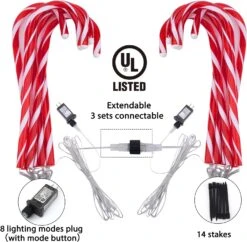 24.5" Candy Cane Lights With Stakes, 12 Packs Large Christmas Pathway Lights Outdoor, 8 Light Modes Candy Cane Pathway Markers Christmas Decorations For Yard Patio Garden Walkway Sidewalks -Xmas Lighting Shop 71pm WwZcmL. AC SL1500