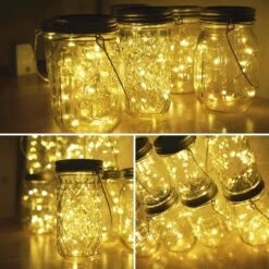 Miaro 8 Pack Mason Jar Lights, 20 LED Solar Fairy String Lights Lids Insert For Garden Deck Patio Party Wedding Christmas Decorative Lighting Fit For Regular Mouth Jars With Hangers (No Jars) -Xmas Lighting Shop 71ps Obq8lL. AC SL1500