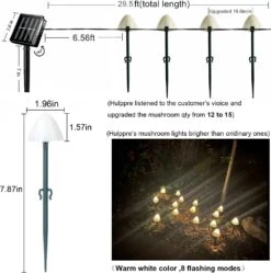 HULPPRE Set Of 15pcs Warm White 8 Modes 29.5ft Mini Mushroom Solar Lights Solar Pathway Lights Outdoor Decoration Fairy Color Changing Solar String Light For Garden,Backyard,Lawn,Party,Christmas -Xmas Lighting Shop 71qJypfKi3L. AC SL1500