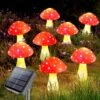 Homeleo Upgraded 8 Pack Red Mushroom Solar Lights For Outdoor Garden Decor, Waterproof Solar Powered Fairy Lights For Yard Fence Lawn Decking Pathway Landscape Lighting Halloween Christmas Decorations