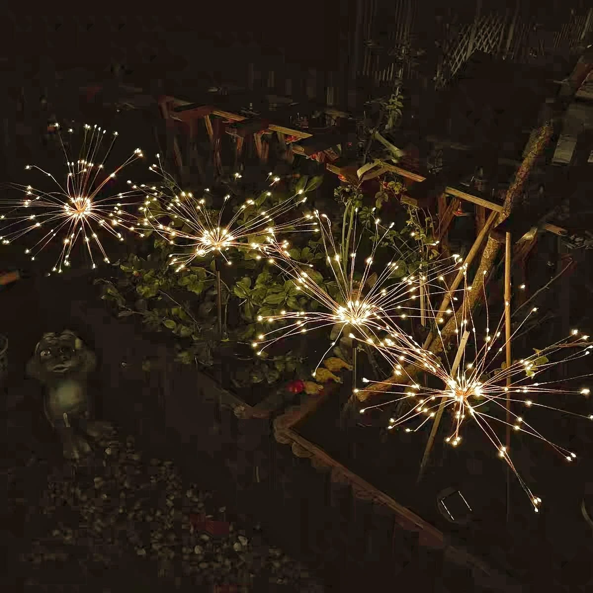 LoveNite Solar Garden Lights, Outdoor Solar Firework Stake Lights, Waterproof Copper Wire Decorative Landscape Lights For Pathway Backyard Patio Lawn Christmas Party Decor (Warm White, 4) 4 LoveNite Solar Garden Lights, Outdoor Solar Firework Stake Lights, Waterproof Copper Wire Decorative Landscape Lights For Pathway Backyard Patio Lawn Christmas Party Decor (Warm White, 4) - Image 4