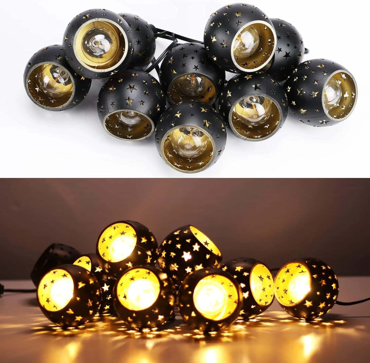 Vigdur Lantern String Lights With 10 Clear G40 Bulbs And Star Plastic Lamp Shades, Indoor Outdoor String Lights For Patio Yard Christmas Decor 3 Vigdur Lantern String Lights With 10 Clear G40 Bulbs And Star Plastic Lamp Shades, Indoor Outdoor String Lights For Patio Yard Christmas Decor - Image 3