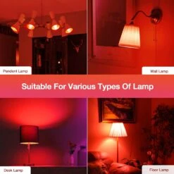 EvaStary LED Red Light Bulb 60W Equivalent, A19 LED E26 Base Red Color Light Bulbs, 9W Red LED Bulb For Halloween, Christmas Decoration, Party, Bars, Porch Lights, Holiday Mood Lighting, Pack Of 2 -Xmas Lighting Shop 71qnOdQ9xzL. AC SL1500