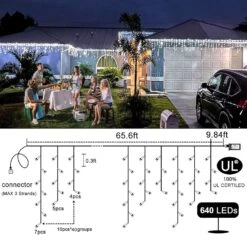 66ft 640 LED Christmas Lights Outdoor - 8 Modes Icicle Lights With 120 Drops, Waterproof Plug In Fairy String Lights With Timer Memory For Party, Holiday, Wedding, Christmas Decoration,Cool White -Xmas Lighting Shop 71rS8tE6cYL. AC SL1500
