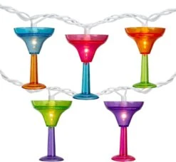 Northlight 10-Count Vibrantly Colored Margarita Glass Summer Outdoor Patio Christmas Light Set, 7.5' White Wire