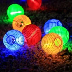 ALLOMN Solar Lantern String Lights, 19.7ft 30LED Waterproof Garden Lantern, String Lights Fair Lights With Fabric Lantern Exterior And Interior Decoration For Christmas, Garden, Home, Yard (Colorful) -Xmas Lighting Shop 71s1ROOitmL. AC SL1000