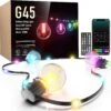Zuukoo Smart Outdoor String Lights,50Ft Sync With Music Led RGB Patio Lights,Color Changing App Control With 25 Dimmable Bulbs, Accent Light G45 Waterproof For Garden,Cafe,Backyard,Christmas,Party
