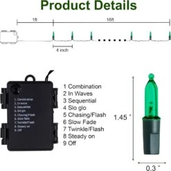 Twinkle Star LED Battery Operated Christmas Lights Mini String Lights, Waterproof Tree Lights With 8 Lighting Modes,Indoor Outdoor Patio Garden Party Wedding Christmas (Green, 50 Count-2 Pack) -Xmas Lighting Shop 71s61RgI7fL. AC SL1500
