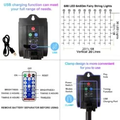 600 LED Solar Curtain Lights Outdoor Remote Control Gazebo Light 8 Modes Waterproof Waterfall Fairy Light String Window Wall Hanging Solar Patio Light Outside Wedding Party Christmas Decor, Warm -Xmas Lighting Shop 71sHYONAvL. AC SL1500