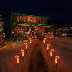 Christmas Candy Cane Pathway Lights Outdoor, 2 Sets 7Ft Christmas Outdoor Decoration String Lights With 8 Candy Cane Markers Stake Lights, Plug In Walkway Lights For Driveway Lawn Garden Yard Decor -Xmas Lighting Shop 71sK9Z7THSL. AC SL1500