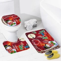 Christmas Pattern Bathroom Sets With Non-Slip Rugs Toilet Lid Cover And Bath Mat Coral Velvet 3 Piece Bathroom Decor Set Xmas Gifts For Christmas -Xmas Lighting Shop 71sKeqGUS3L. AC SL1500