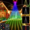 Outdoor Christmas Decorations Lights With Star, Smart DIY Custom Display 11.8Ft 64 Modes Yard Waterfall Tree String Lights, App Control 344LED RGB Color Changing Music Timer For Xmas Tree Lawn Decor