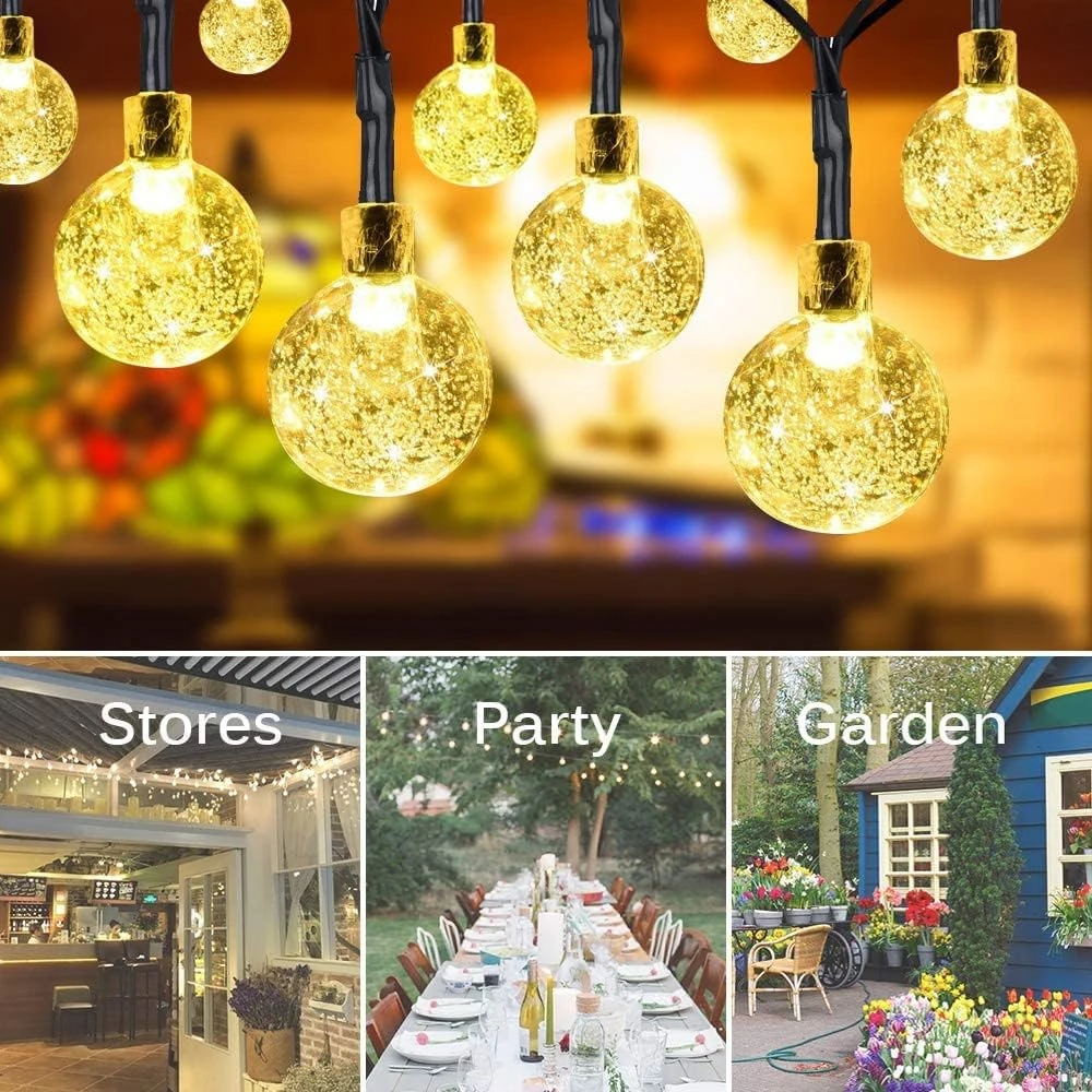 LICKLIP Solar String Lights, 36ft 60 LED (Φ1.0 Inch) Outdoor Globe Bulb String Lights, Waterproof 8 Modes Solar Patio Lights For Christmas, Patio, Garden, Gazebo, Yard, Outdoors, Wedding (Warm White) 3 LICKLIP Solar String Lights, 36ft 60 LED (Φ1.0 Inch) Outdoor Globe Bulb String Lights, Waterproof 8 Modes Solar Patio Lights For Christmas, Patio, Garden, Gazebo, Yard, Outdoors, Wedding (Warm White) - Image 3