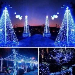 MAOKOT 2 Pack 100 LED Solar String Lights Outdoor Waterptoof, 72ft Each Copper Wire Solar Powered Fairy Lights For Wedding Party Christmas(Blue) -Xmas Lighting Shop 71sbTg ZPGL. AC SL1000