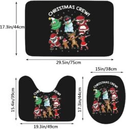 Black Santa Claus Shirt African American Christmas Crew Gift Four-Piece Bathroom Set, Including Square Non-Slip Bath Mat, U-Shaped Mat, Toilet Lid Cover Mat, And A Shower Curtain(4-Piece Set) -Xmas Lighting Shop 71tA0mItZvL. AC SL1500