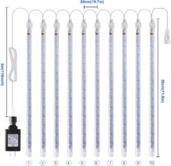 Blingstar Meteor Shower Lights 30CM 10 Tubes 240 LED Christmas Lights Plug In Snowfall LED Lights Outdoor Waterproof Falling Rain Lights For Tree Holiday Porch Yard Patio Roof Party Decoration, Blue -Xmas Lighting Shop 71tDKDRio0L. AC SL1500
