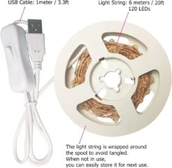 RUICHEN USB Fairy Lights 20 Ft 120 LED String Lights With On/Off Switch, Waterproof Copper Wire Lights For Bedroom Wall Ceiling Wreath Crafts Christmas Wedding Party (Cool White) -Xmas Lighting Shop 71tKemkBuUL. AC SL1500