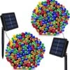 Solar Christmas Lights Outdoor Waterproof 2 Pack 72ft 200 LED Solar String Lights 8 Modes Outdoor Christmas Lights For House Lawn Garden Wedding Xmas Tree Christmas Decoration, Multi-Color