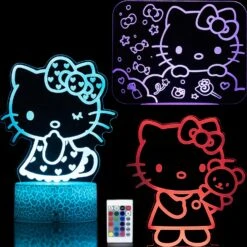 3 Pattern Cat Night Light 3D Illusion 16 Colors Table Lamp 16 Colors Conversion With Remote Touch For Kids Fans Room Decor Christmas Birthday Gifts