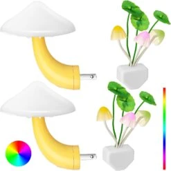 4 Pieces LED Mushroom Night Light Lamp Plug In Mushroom Night Lamp Lights Wall Lamps Nightlight Mushroom Lamp For Adults Kids Thanksgiving Day Christmas