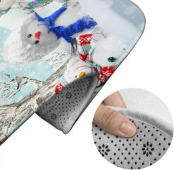 Dowhufund 4 Piece Christmas Snowman Shower Curtain Sets With Non-Slip Rugs,Toilet Lid Cover And U Shape Mat,Bathroom Sets With Shower Curtains And Rugs And Accessories,with 12 Hooks,65" W X 70" H -Xmas Lighting Shop 71vhgi7oFQL. AC SL1500