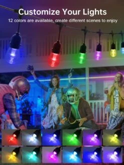 48FT Outdoor String Lights, Commercial Grade Color Changing With Music Sync, Remote And 15+1 Shatterproof LED Edison Bulbs Dimmable Patio String For Christmas Holidays Parties Illuminate Your Space -Xmas Lighting Shop 71vpW8CCcPL. AC SL1500