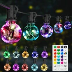 LED Outdoor String Lights, Patio Lights Outdoor Waterproof, 30FT Color Changing G40 Bulbs, Connectable Commercial Decorative Lights For Bistro Pergola Backyard Party Camping Christmas Decorations