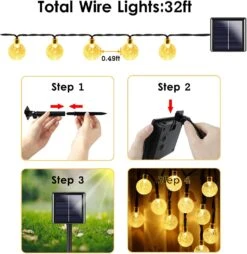 BHCLIGHT 2-Pack 100 LED 32FT Crystal Globe Solar String Lights Outdoor, Waterproof Solar Lights Outdoor Decorative With 8 Modes, Solar Powered Patio Lights For Garden Yard Party Christmas,Warm White -Xmas Lighting Shop 71wAGKc17mL. AC SL1500