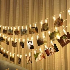 Decute 50LED Photo Clips String Lights Holder Timer Function 8 Modes Dimmable With Remote, 17FT Fairy Starry Lights For Christmas Card Bedroom Wedding Party Hanging Photos Pictures Memos, Warm White -Xmas Lighting Shop 71wGNYo4YgL. AC SL1005