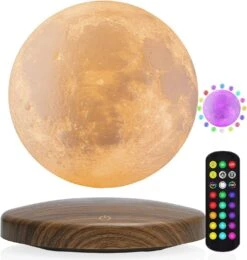 FIRPOW Levitating Moon Lamp, 18 Colors 6 In Floating Moon Lamp, 3D LED Printing Rotating Magnetic Moon Light Spinning Freely With Remote, Night Light, Desk Bedroom Decor Office, Christmas Gift