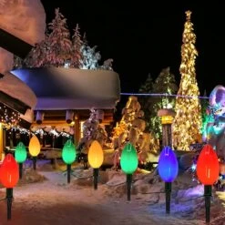 Christmas Lights Jumbo C9 Outdoor Lawn Decorations With Pathway Marker Stakes, 2 Pack 7 Feet String Lights With Multi Color Giant Lighted Bulbs For Holiday Outside Yard Garden Decor, 8 Lights -Xmas Lighting Shop 71weayjzMqL. AC SL1500
