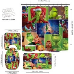 Dudfconh Christmas Shower Curtain Set With Rugs, Toilet Lid Cover Bath Mat ,Christmas Decoration Shower Curtain With 12 Hooks,65 X 70 Inches Waterproof Shower Curtain For Bathroom Set HO165P1 10 Dudfconh Christmas Shower Curtain Set With Rugs, Toilet Lid Cover Bath Mat ,Christmas Decoration Shower Curtain With 12 Hooks,65 X 70 Inches Waterproof Shower Curtain For Bathroom Set HO165P1 -Xmas Lighting Shop 71x36b2AleL. AC US1000