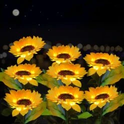 Sunflower Solar Lights, Blueguan 8 Pack Solar Sunflowers Outdoor Garden Lights Waterproof IP65, Durable Rechargeable Solar Sunflower Lights Decorative For Lawn Yard, Christmas Patio Pathway Décor