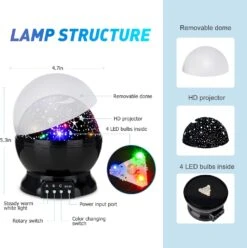 Baby Night Lights Christmas, Moon Projector 360 Degree Rotation - 4 LED Bulbs 8 Color Changing Light, Romantic Night Lighting Lamp, Unique Gifts For Birthday Nursery Women Children Kids Baby Black -Xmas Lighting Shop 71y4X2wfIqL. AC SL1500