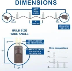 Novelty Lights 100 Commercial LED Christmas Lights (Warm White), 50 Feet W/ 6" Bulb Spacing, 5mm Bulbs, UL Listed, Brown Wire String Lights -Xmas Lighting Shop 71yKWyrnumL. AC SL1500